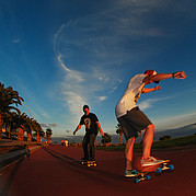 Skateboard en longboard ritje op de boulevard van Morro Jable naar Jandia